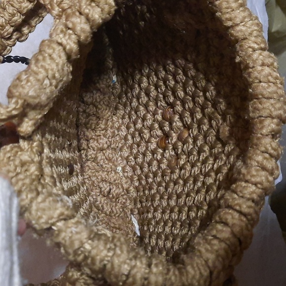 Vintage. draw string macrame purse - Picture 6 of 11